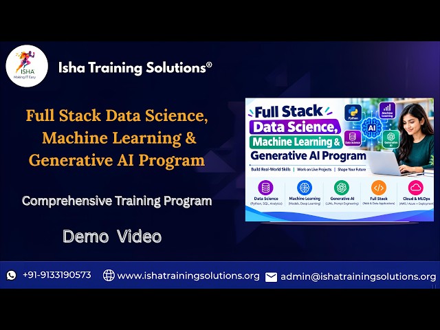 FullStack Data Science AI&ML Demo Video on 26th September2026. Call/WhatsApp on 9133190573 to Enroll