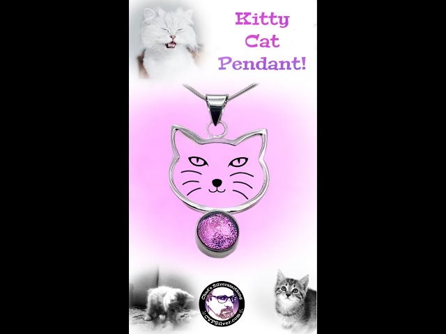 Kitty Cat Pendant with Dichroic Glass!