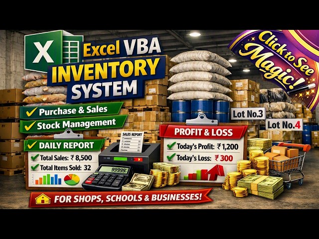 Excel VBA Inventory System in Excel | Auto Daily Sales Report & Profit‑Loss Tracker | Demo Video