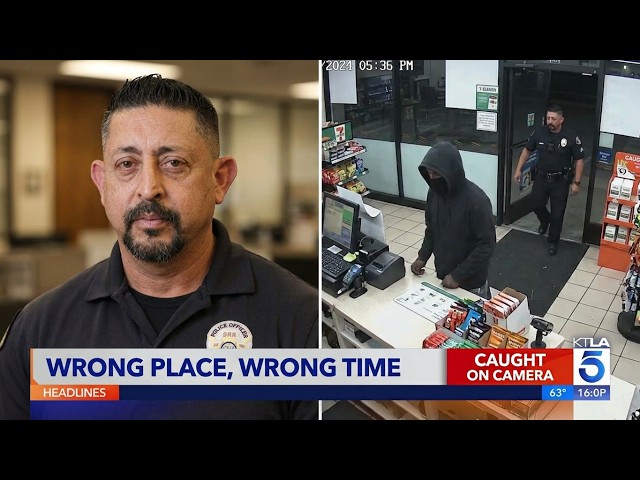 Video captures officer walking into 7-Eleven during armed robbery