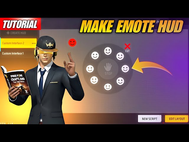 😳 How To Create Custom Emote Hud In Free Fire Craftland VIP GAMERS #freefire #tutorial #craftland 