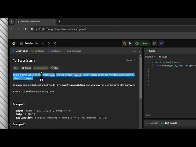 LeetCode Question with Solution | Two Sum Problem | Placement Series