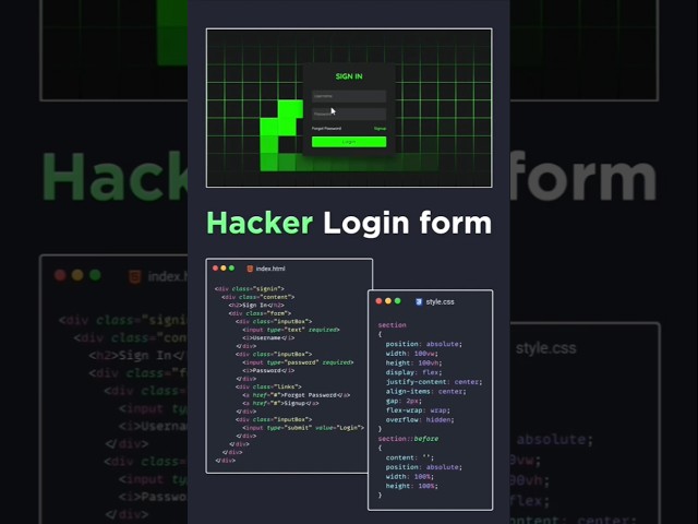 🔥Hacker Login Form Using HTML & CSS! #coding