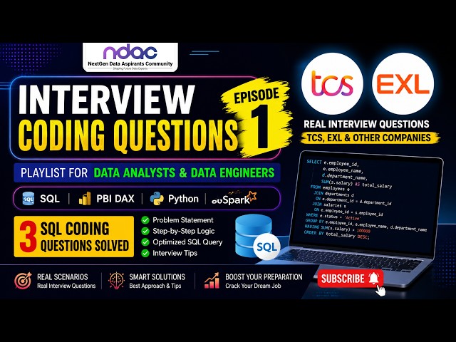 SQL Interview Coding Questions | Episode 1 | TCS, EXL & Real-Time SQL Scenarios