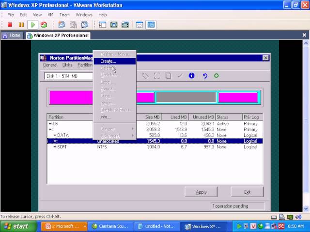 How to split a partition to multi-partitions using Partition Magic
