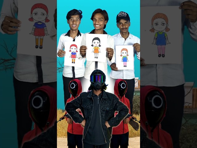 Squid game 😱 Draw doll 💀🎭 #bmbcomedy #shorts #youtubeshorts #squidgame2 #squidgame #viral