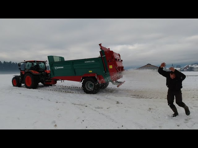 Manure spreader Farmtech Ultrafex 1200 + snow (Eng, Deu, Hrv, Slo subtitles)