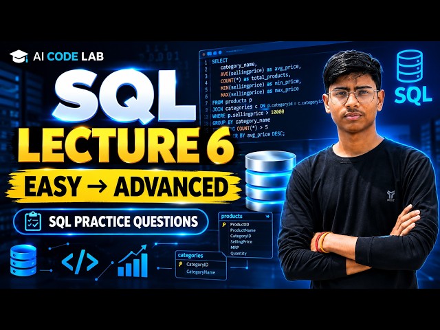 SQL Lecture 6 | Easy to Advanced SQL Questions | RIGHT JOIN, CASE, inner join , left join|Ai codelab