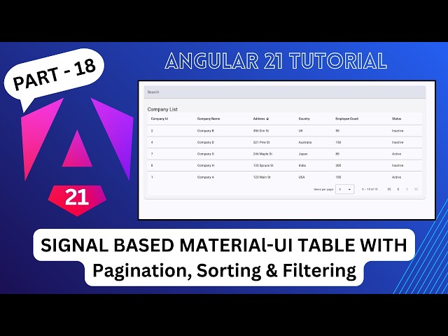 Signal based Material-UI table with pagination , sorting and filtering in angular 21