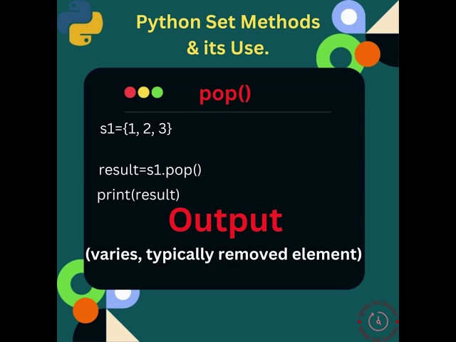Exploring Python Set Methods 'pop()'  #python  #coding  #interview #pythontutorial