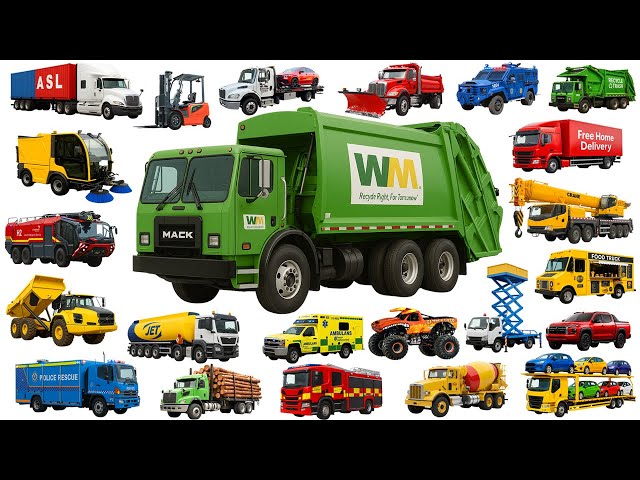 Trucks for Kids – Vehicle Names for Kids 🚛🚒 | Fire Truck, Garbage Truck, Dump Truck & More!