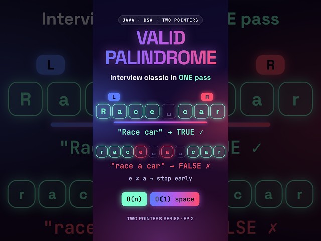 Two Pointers | Valid Palindrome Coding Interview Question Explained Simply | DSA in Java
