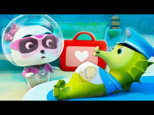 Super Panda Rescues Daddy Seahorse | Super Rescue Team 9 | Superhero Cartoon | BabyBus