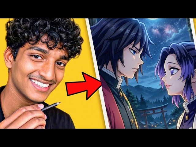 Aaj maine banaya SHINOBU AUR GIYUU ki reyalastic sketch 😱 || pavan art & vlogs