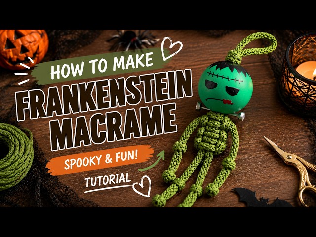 DIY Macrame Frankenstein Keychain | Easy Halloween Craft Tutorial