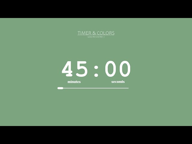 ⏱️ 45 Minute Timer / Sweet Green Screen 🌿 / Countdown + Progress Bar