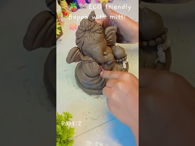 DIY Eco friendly Bappa with mitti 🪷🤯🌿#shorts #trending #viral