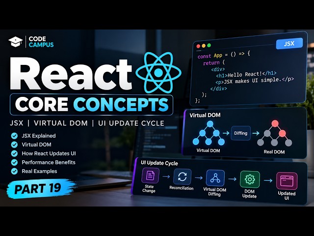 React Concepts Explained | Virtual DOM & UI Update | React Tutorial | Part 19 | @CodeCampus-11