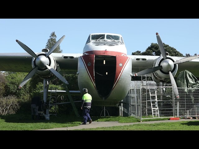 Volunteers restore the Bristol Freighter at Founders Heritage Park
