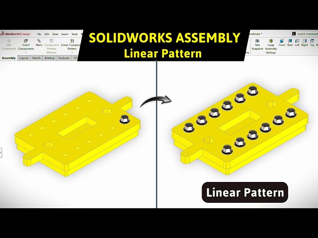 SOLIDWORKS Linear Component Pattern Tutorial | SOLIDWORKS Assembly Tutorial