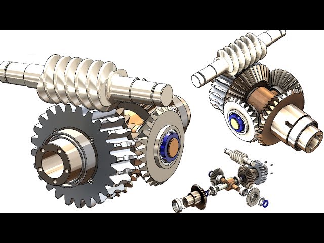 SolidWorks Tutorial #275 : advanced differential gear box (+ speed reducer worm gear & spider gears)