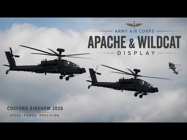 Army Air Corps Apache & Wildcat Helicopter Display | Cosford Air Show 2026 [4K]