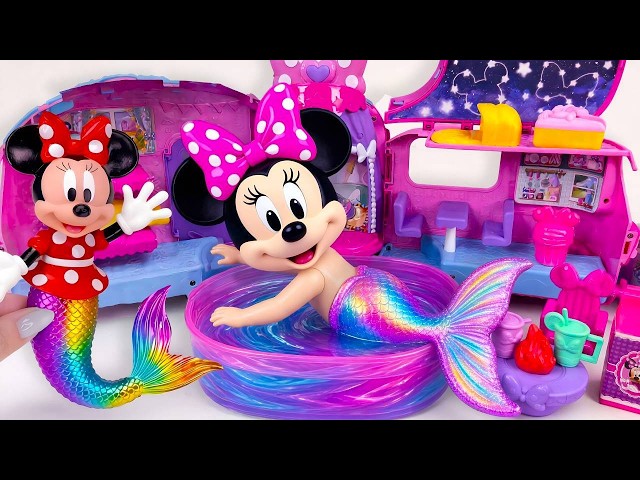Minnie Mouse 2026🎀 Set Unboxing Rainbow Mermaid Pool & Fashion Camper Playset Disney ASMR