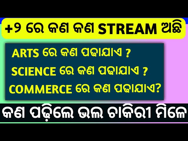 +2 Stream And Subject Odisha, Arts Subject Details, Science Subject Details,Commerce Subject Details