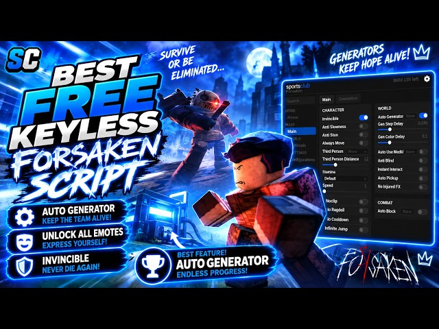 [FREE] The BEST Forsaken Script (Auto Generator, Unlock All Emotes, Invincible + More!)