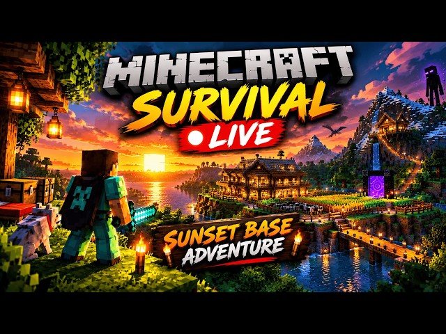 Minecraft Survival Live Sunset Base Adventure #shorts #gaming