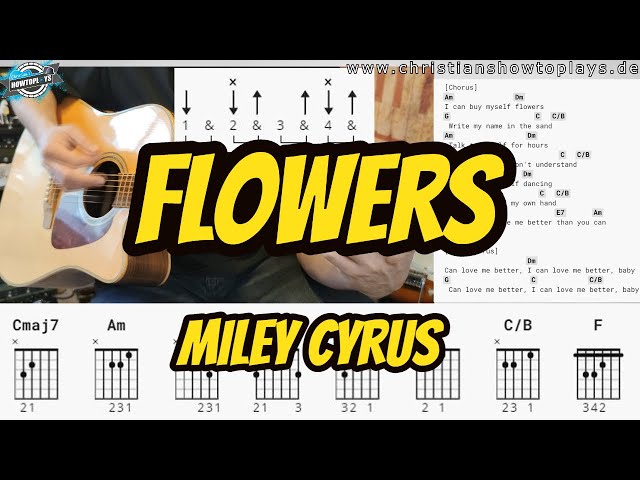Miley Cyrus - Flowers Gitarren Tutorial / How to play 7 Akkorde und Strumming Pattern