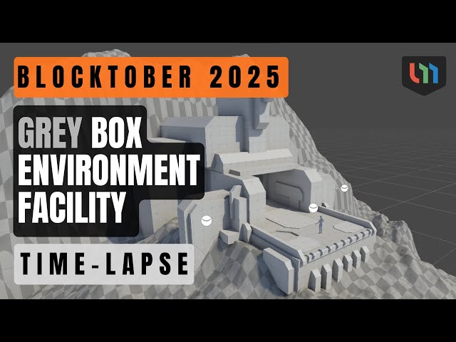 Time-lapse Grey Block Game Environment Mountain Side Facility