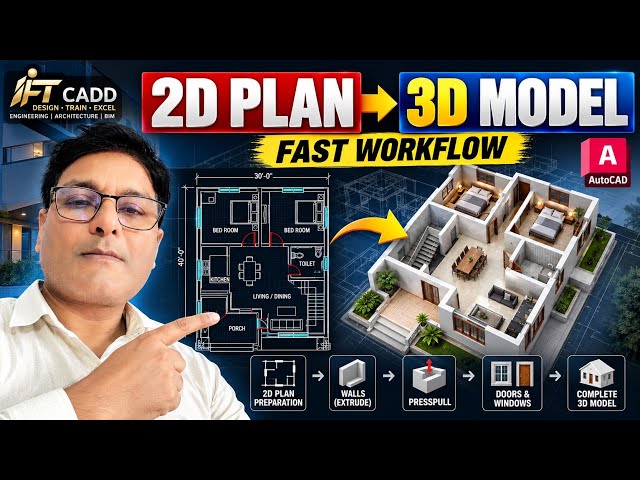 How to Convert a 2D Plan into a 3D Model in Quick Succession | AutoCAD 2D to 3D Part-1