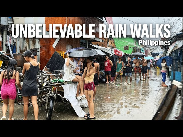 Typhoon Season in the Philippines | 2 Hours of Extreme Rain Walks [4K] 