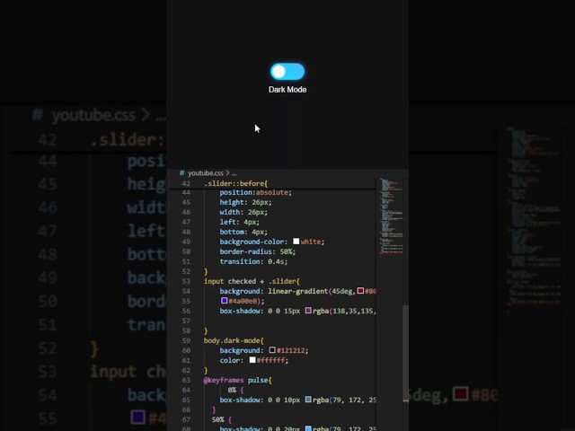 DARK  MODE Toggle using HTML CSS Animation & JavaScript 🌙✨ #shorts#coding#html #css #webdevelopment