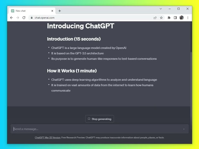 ChatGPT 3 minute presentation