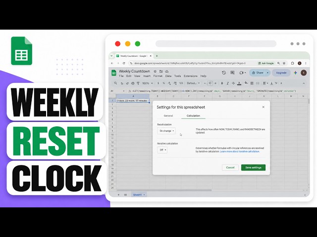 How to Create a Weekly Resetting Countdown Timer in Google Sheets