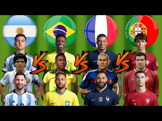 Argentina 🆚 Brazil 🆚 France 🆚 Portugal 🔥 Legend Trio Comparison 💪
