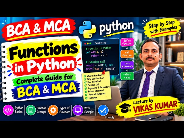 Functions in Python | Python Functions Explained with Examples | BCA & MCA