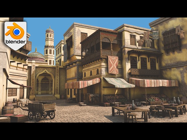 Blender Stylized Arabian Market Environment Course + Resource Pack
