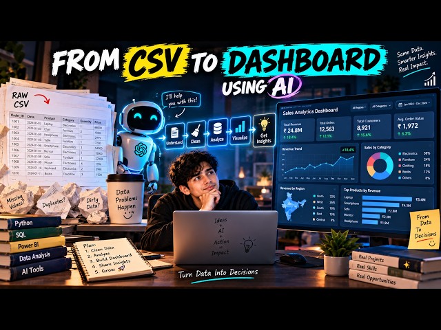 FROM CSV TO DASHBOARD USING AI 🚀 Build a Complete Data Analytics Project With AI
