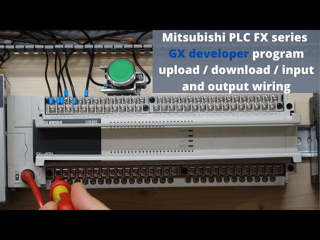 Mitsubishi PLC FX series GX developer program upload / download / input and output wiring. (English)
