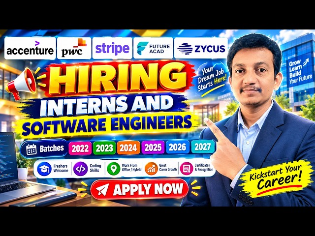 🔥Accenture, pwc, Zycus, Stripe, Future Acad Hiring Interns and Software Engineers | 🎈Apply Now