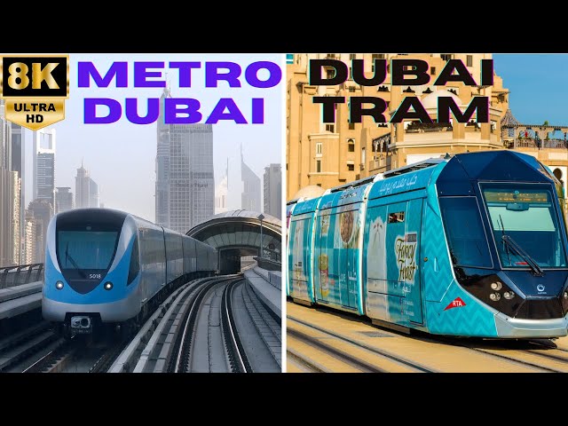 【8K】Dubai: Metro Dubai & Dubai Tram - Dubai International Airport Terminal 3 to Dubai Marina
