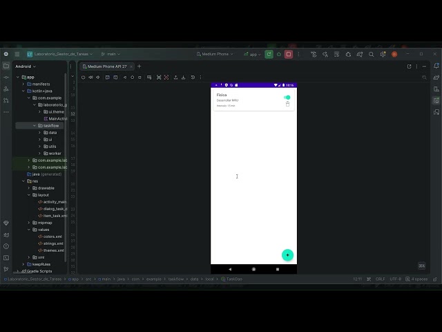 Video Android Studio Gestor de Tareas