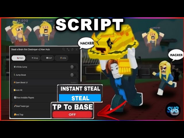 Steal a Brainrot Script GUI Hack | Instant Steal, Infinite Cash, Auto Lock Base + More!