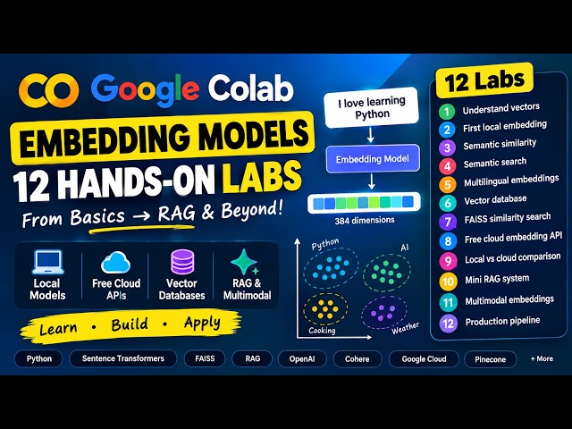 Embedding Models Explained + 12 Hands-On Python Labs | Local, Cloud, FAISS & RAG