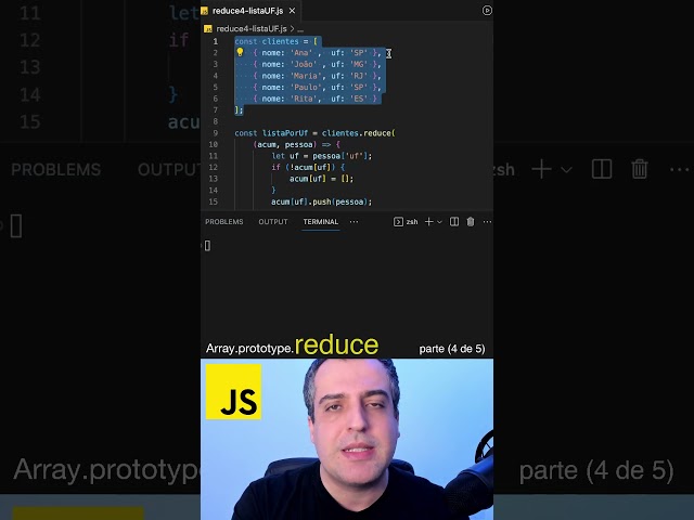 Como usar Array.prototype.reduce - #JAVASCRIPT(parte 4 de 5) #shorts #reduce