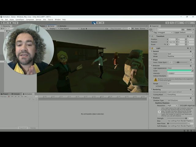 Lesson 14, Part 2 Editing Lights, Camera, and Dance Moves For Your Unity Animation