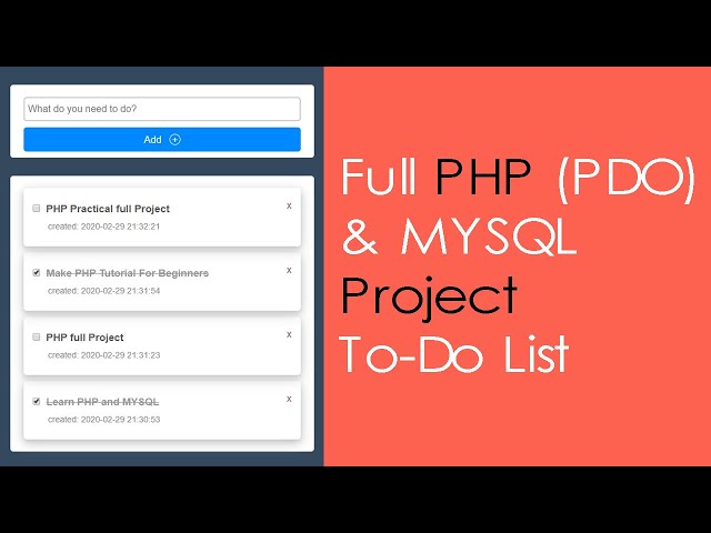 Full PHP (PDO) & MYSQL Project - ToDo List